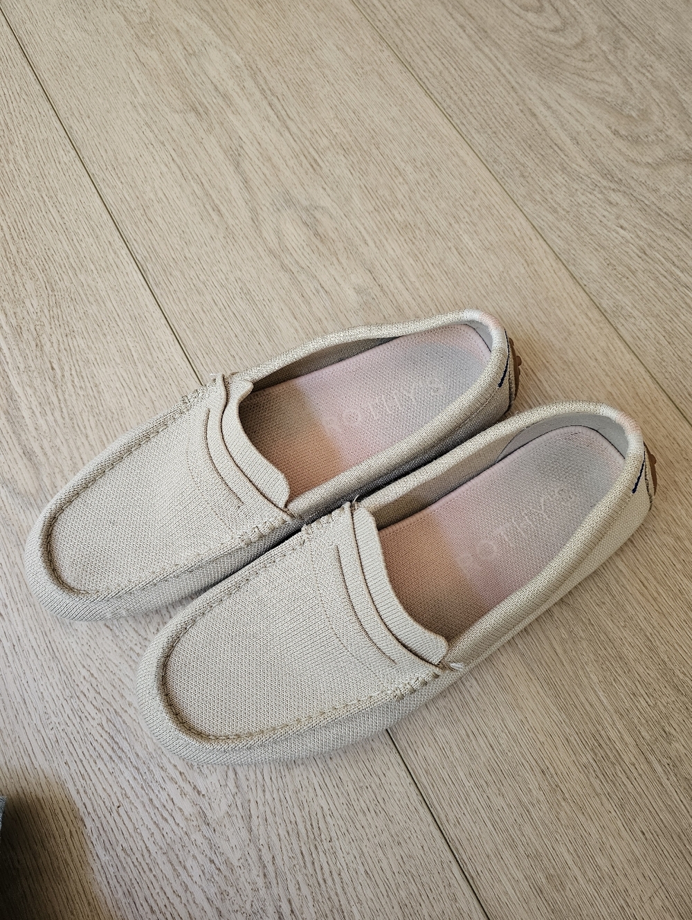 Rothys The Driving Loafers Womens Size 9.5 Cream Knit Flats Moccasin - Picture 4 of 11
